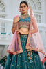 Stunning Teal Blue Sequins Silk Bridesmaid Lehenga Choli With Dupatta