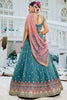 Stunning Teal Blue Sequins Silk Bridesmaid Lehenga Choli With Dupatta