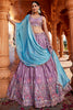 Wonderful Lavender Sequins Georgette Bridal Wear Lehenga Choli