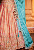 Bewitching Peach Thread Work Georgette Designer Lehenga Choli