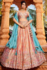 Bewitching Peach Thread Work Georgette Designer Lehenga Choli