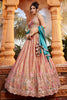 Bewitching Peach Thread Work Georgette Designer Lehenga Choli