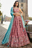 Mesmerizing Pink Embroidered Georgette Bridesmaid Lehenga Choli