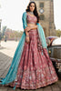 Mesmerizing Pink Embroidered Georgette Bridesmaid Lehenga Choli