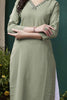 Beautiful Olive Green Hand Work Cotton Office Wear Kurti With Pant