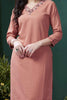 Charming Peach Hand Work Cotton Office Wear Kurti With Pant