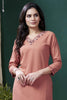 Charming Peach Hand Work Cotton Office Wear Kurti With Pant