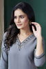 Lovable Grey Hand Work Cotton Casual Wear Kurti With Pant