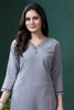 Lovable Grey Hand Work Cotton Casual Wear Kurti With Pant