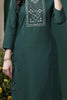 Prevailing Teal Green Hand Work Cotton Casual Wear Kurti With Pant