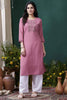 Winning Pink Hand Work Cotton Office Wear Kurti With Pant