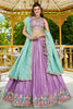 Stunning Lavender Sequins Satin Wedding Wear Lehenga Choli With Dupatta
