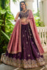 Enjoyable Burgundy Embroidered Tissue Silk Bridesmaid Lehenga Choli