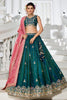 Graceful Teal Green Thread Embroidered Tissue Silk Designer Lehenga Choli
