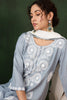 Stunning Grey Embroidered Rayon Traditional Pant Suit With Dupatta