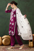 Attractive Magenta Embroidered Rayon Office Wear Pant Suit