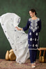 Alluring Navy Blue Embroidered Rayon Pant Suit With Dupatta