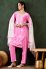 Enchanting Pink Embroidered Rayon Casual Wear Pant Suit With Dupatta