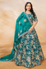 Spectacular Teal Green Embroidered Silk Lehenga Choli With Dupatta