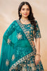 Spectacular Teal Green Embroidered Silk Lehenga Choli With Dupatta