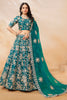 Spectacular Teal Green Embroidered Silk Lehenga Choli With Dupatta