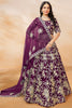 Stunning Purple Embroidered Silk Wedding Lehenga Choli With Dupatta