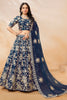 Alluring Blue Embroidered Silk Engagement Wear Lehenga Choli