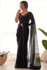 Charming Black Lace Work Georgette Party Wear Saree With Blouse