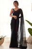 Charming Black Lace Work Georgette Party Wear Saree With Blouse