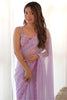 Stunning Lavender Lace Work Georgette Event Wear Saree With Blouse