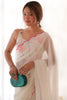 Gorgeous White Lace Work Georgette Event Wear Saree With Blouse