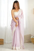 Beautiful Lavender Lace Work Georgette Event Wear Saree With Blouse