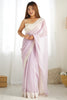 Beautiful Lavender Lace Work Georgette Event Wear Saree With Blouse