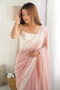 Astonishing Peach Stone Work Georgette Festival Wear Saree With Blouse