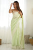 Breathtaking Light Green Stone Work Georgette Party Wear Saree