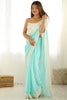 Awesome Sky Blue Stone Work Georgette Saree With Blouse