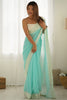 Awesome Sky Blue Stone Work Georgette Saree With Blouse