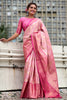 Attractive Pink Zari Weaving Tissue Silk Event Wear Saree With Blouse