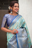 Astonishing Sky-Blue Zari Weaving Tissue Silk Festival Wear Saree