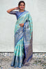 Astonishing Sky-Blue Zari Weaving Tissue Silk Festival Wear Saree