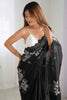 Dazzling Black Sequins Organza Party Wear Saree With Blouse