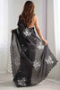 Dazzling Black Sequins Organza Party Wear Saree With Blouse