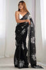 Dazzling Black Sequins Organza Party Wear Saree With Blouse