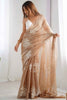 Spectacular Beige Sequins Organza Festival Wear Saree With Blouse