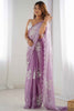 Astonishing Lavender Sequins Organza Event Wear Saree With Blouse