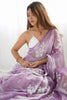 Astonishing Lavender Sequins Organza Event Wear Saree With Blouse