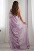 Astonishing Lavender Sequins Organza Event Wear Saree With Blouse