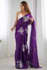 Amazing Purple Sequins Organza Event Wear Saree With Blouse