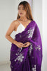 Amazing Purple Sequins Organza Event Wear Saree With Blouse