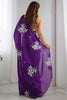 Amazing Purple Sequins Organza Event Wear Saree With Blouse